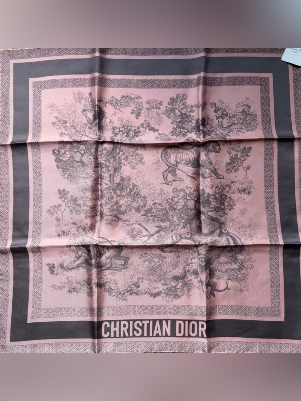 💖Dior Toile de Jouy Sauvage 90 Square Silk Scarf🐯